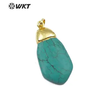 

WT-P1451 Natural Turquoises Pendant Jewelry Gold Capped Howlite Pendant In Arrowhead Shape Women Necklace Pendant