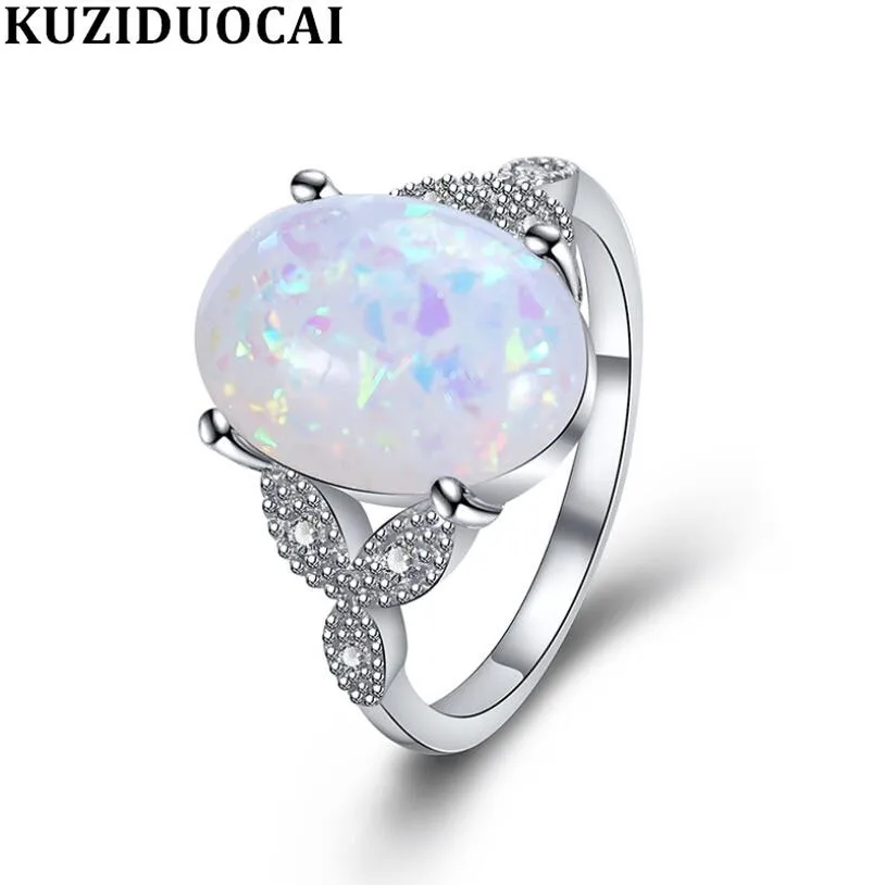 

Zircon Stainless Steel Opal Angel Wings Kuziduocai New Fashion Jewelry Wedding Bride Party Rings For Women Anillos Mujer R-896