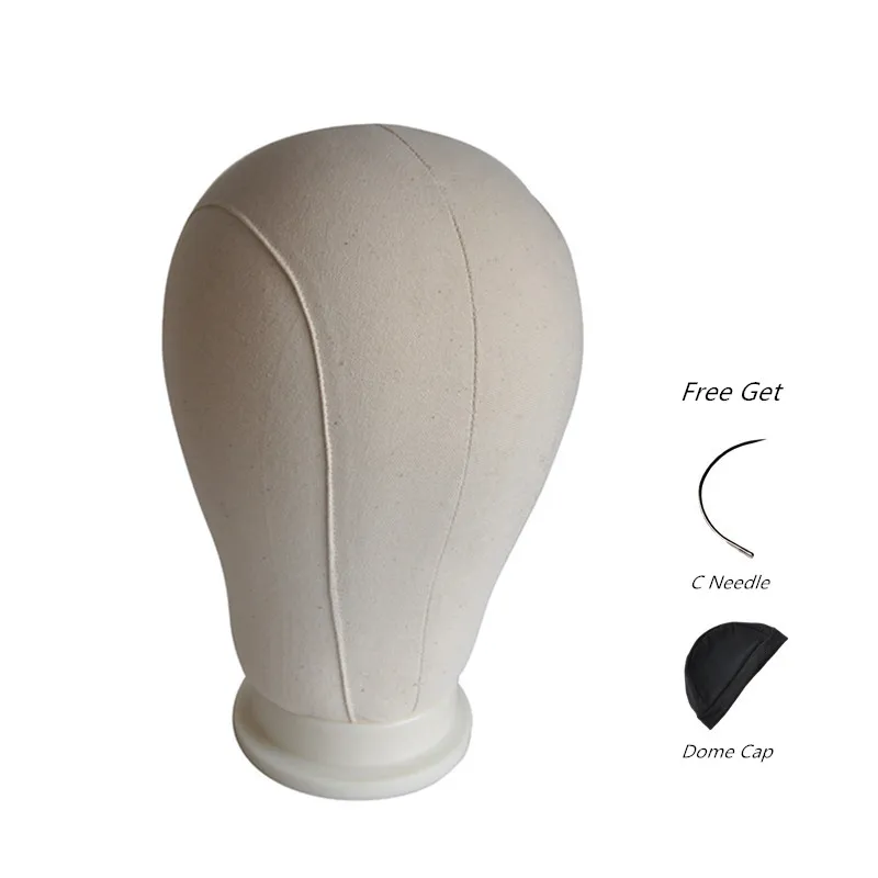 

Free Shipping Beige Canvas Block Head Mannequin Head For Making Wigs Wig Head For Hair-extension Free Get C Needle Dome Cap