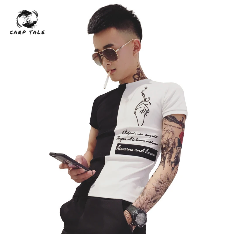 

CARP TALE 2019 men's t-shirt men's short-sleeved summer spirit society guy Slim personality half-sleeved T-shirt bottoming shirt