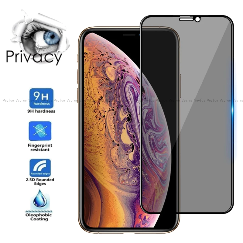 Film de protection d'écran anti-choc en verre anti-espion pour iPhone,  couverture complète de confidentialité, pour modèles 11 Pro, XS Max, Poly X,  8, 7, 6S, 6 Plus