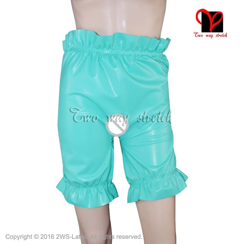 

Sexy Latex bloomers open crotch Hotpants elastic bands Rubber Shorts panty Gummi frill pants baby Pantaloons Nappy KZ-136