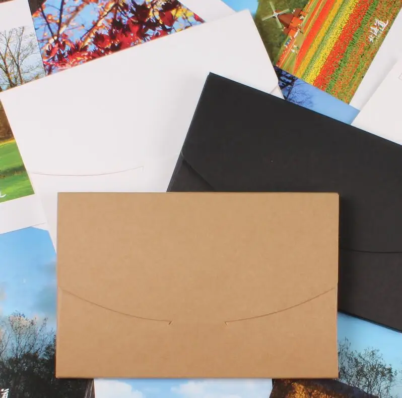 30pcs 16x10.5x0.5cm Brown kraft envelope box Paper postcard packaging