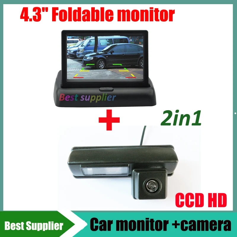 

For Toyota Camry Harrier Ipsum Car reverse parking rear view camera CCD HD + 4.3" car monitor TFT LCD DC 12V Foldable monitor
