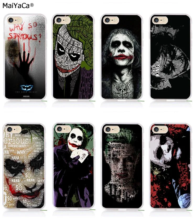 joker art clear transparent soft silicone mobile phone case for iphone