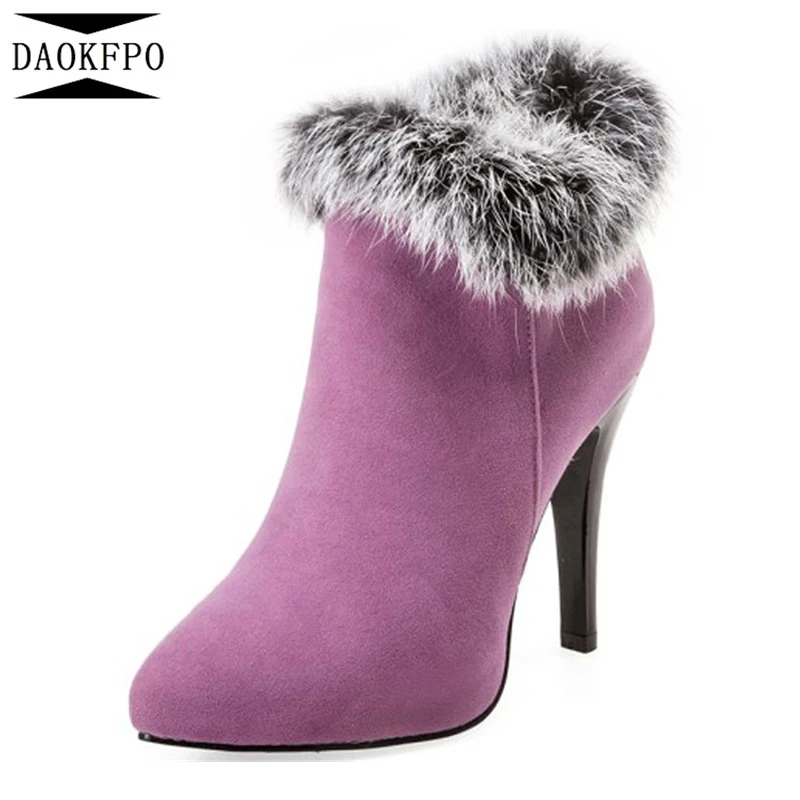 

DAOKFPO 2018 Autumn and winter new fashion shoes fine with high-heeled pointed boots maomo single boots large size 45 NVA-45