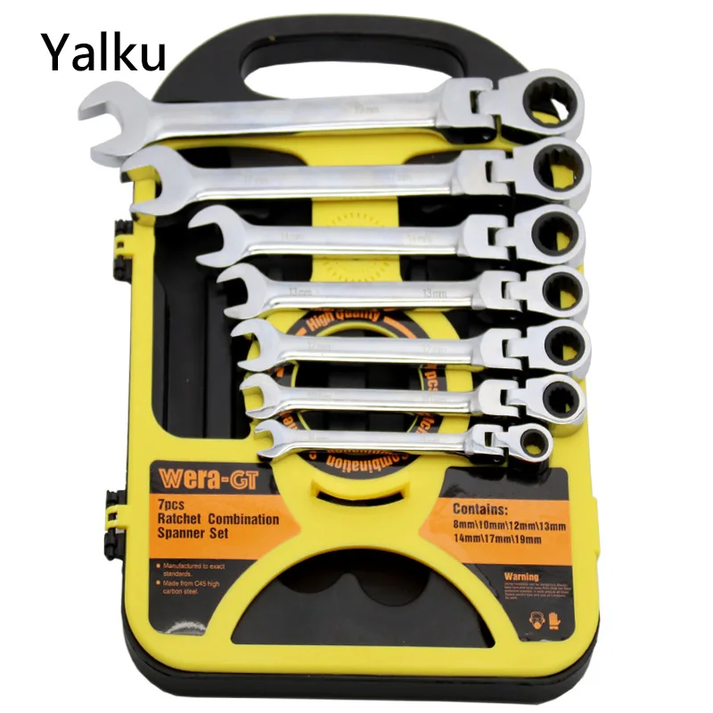 

Yalku 7PCS Universal Adjustable Torque Ratchet Socket Wrench Set Hand Tools Spanner Wrenches Ratcheting Adjustable Wrench