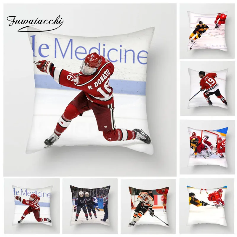 

Fuwatacchi Ice Hockey Player Pillow Cover NFC Cushion Cover for Home Decoration Seat Sofa Bedroom Square Decorative Pillow Case