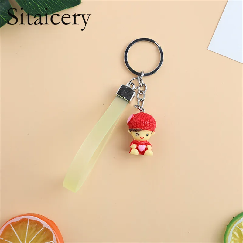 

Sitaicery 2PCS/Set Baby Keychains Pendant Bag Charm Anime Key Chains For Girls Children Cute Jewelry Trinket Fashion Key Rings