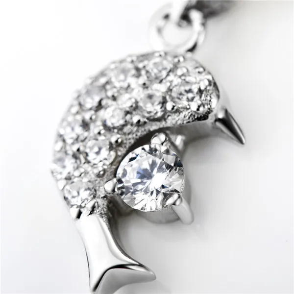 100% гарантированная s925 стерлингового серебра милые животные дельфин rhinestone