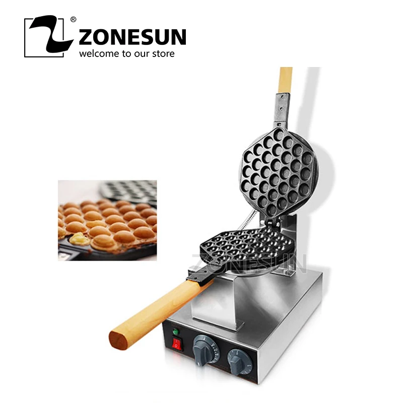 ZONESUN Stainless Steel Electric Egg Cake Oven;QQ Egg Waffle Maker; Egg