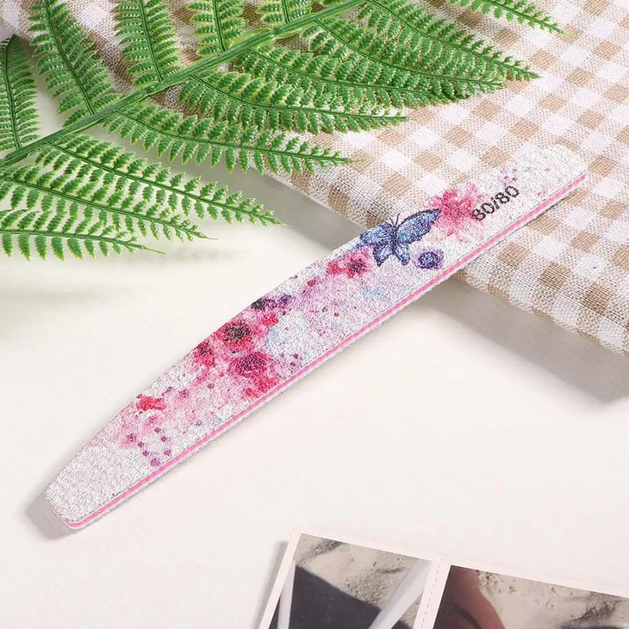 Nail File with Beautiful Floral Printing Double-sided Waterproof Manicure Polishing Tool Sandpaper Double-sided Nail File
