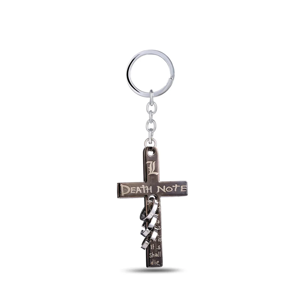 Death Note Keychain Car Phone Bag Charm Key Chain Cross Key Ring Holder Chaveiro Pendant Jewelry Souvenir YS11998