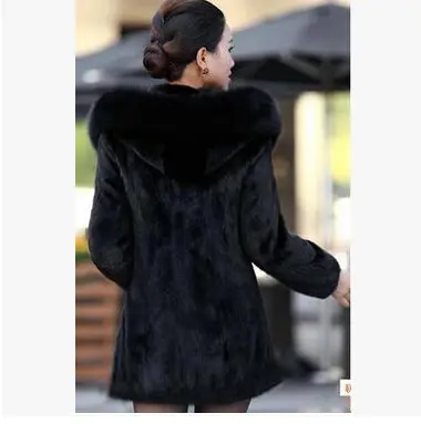 Женское пальто из искусственного меха, зимнее теплое Черное пальто из искусственного лисьего меха, длинная шапка для темпераментных девушек, новинка, комфортный бренд Nv007 - Цвет: With Hooded