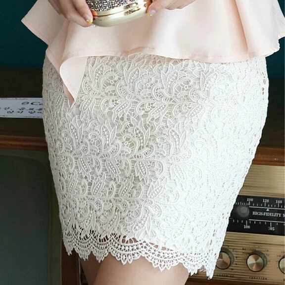 Fashion Hollow out crochet Lace Pencil Skirt Office Ladies M 5XL Plus ...