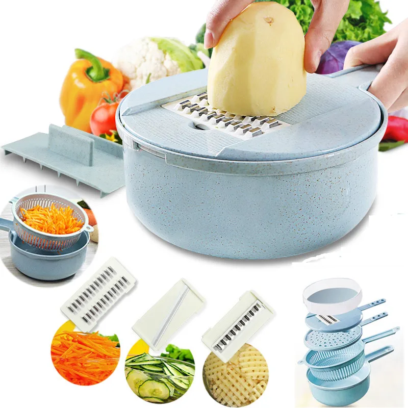 

8 in 1 Mandoline Slicer Vegetable Slicer Potato Peeler Carrot Onion Grater with Strainer Vegetable Cutter Kitchen Accessories