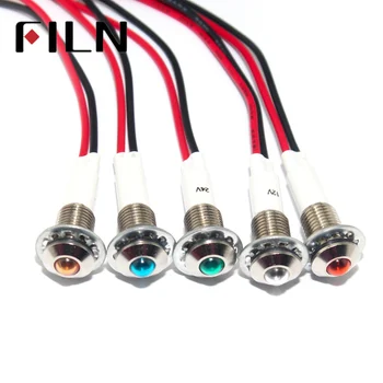 

LED Metal Indicator light 10mm waterproof Signal lamp with wire 20mm cable