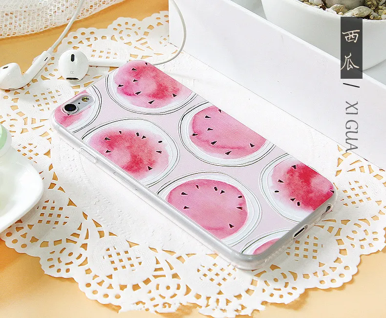 Food Lemon Fruits Painted Phone Case For iPhone 6 6S 7 7Plus Cherry pattern Soft TPU Silicone Back Covers Capa Fundas | Мобильные