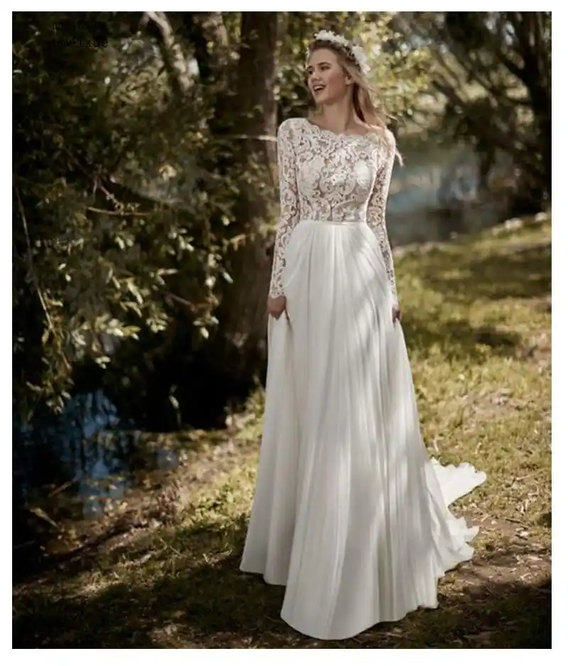 Vestido De Novia Boho De Manga Larga 2020 Robe De Mariee Encaje Vintage Ultima Novedad Vestido De Novia Vestidos Largos De Boda De Gasa Alibaba China Aliexpress