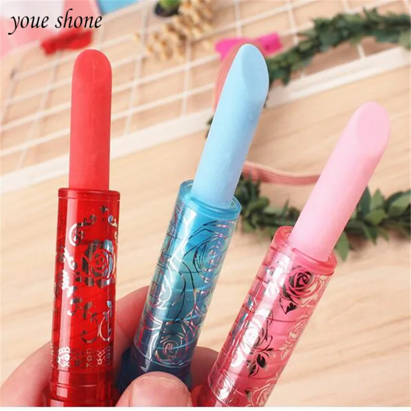 

1PIECE Girl cute lipstick rubber large student erasers for pencil ultra clean stationery funny office