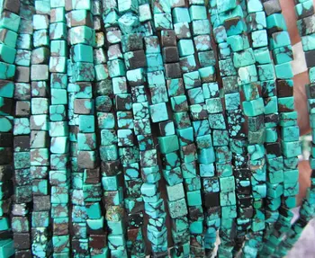 

high quality 2strands 4 6 8mm Natural Turquoise stone,cube box black blue brown loose bead