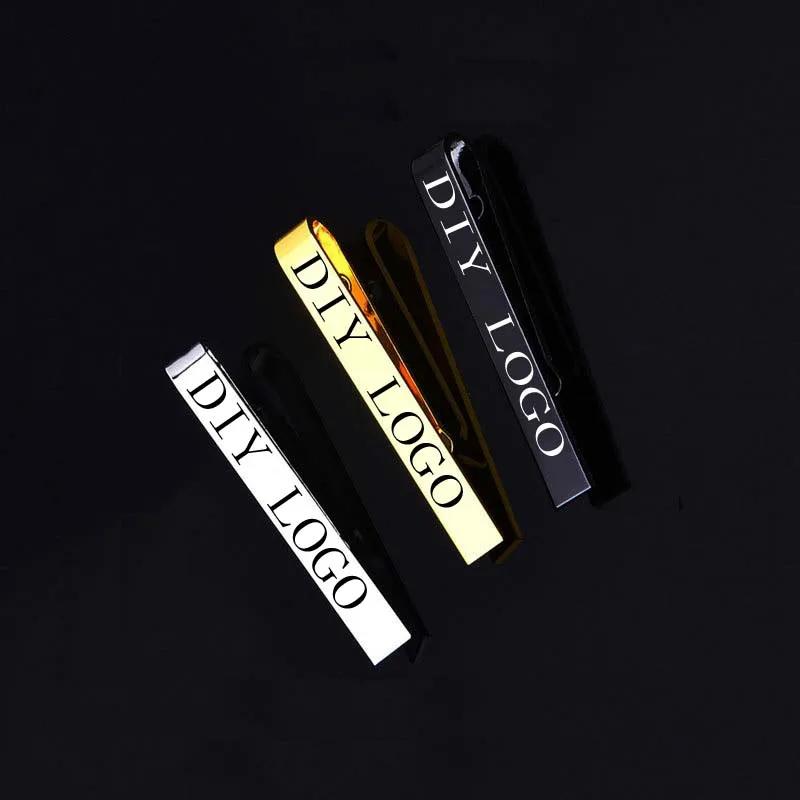 Customize Logo DIY Name Pattern Metal Silver color Tie Clip For Men Wedding Necktie Tie Clasp Clip Gentleman For Men Gift