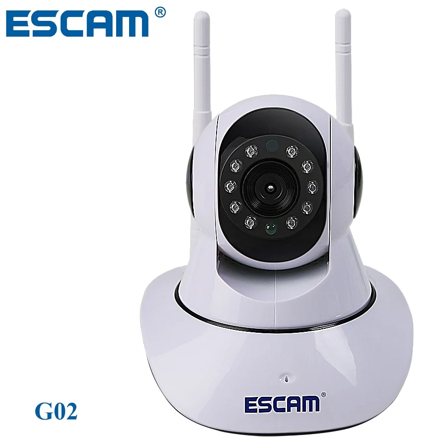 Escam g02 ptz wi fi камера dual антенна hd 720 P pan/tilt ИК IP Камера Поддержка ONVIF Макс до 128 ГБ