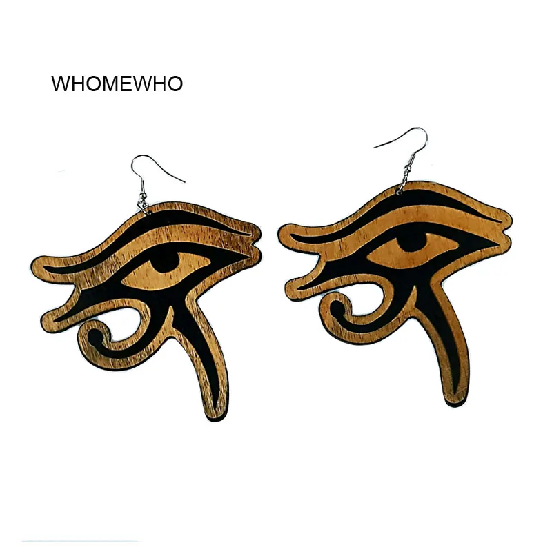 

Silver Metal Natural Wood Laser Cut Geometric Eye of Horus Nefertiti Egypt Africa Earrings Bohemia African Wooden DIY Jewelry