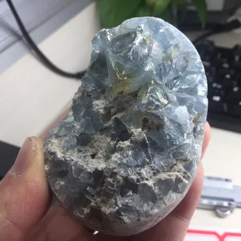 

441g Beautiful Natural Celestite Geode Egg Figurine Blue Celestine Drusy Cluster Quartz Mineral Specimen SCB383