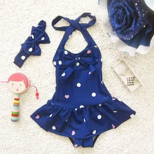Летний купальник с бантом в горошек для девочек детский купальник для девочек 4 шт./партия WZ07
