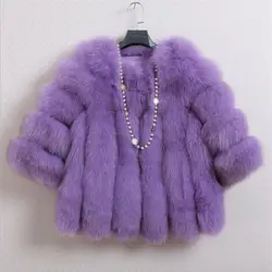 Msaiss 2017 Для женщин Мех животных пальто высокого качества из искусственного лисьего лоскутное Мех животных Короткое пальто женский 7 рукава