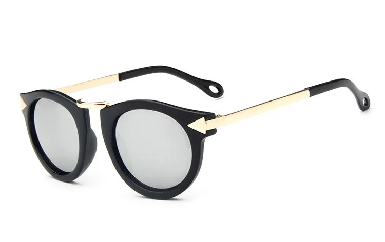 Солнцезащитные очки с круглым покрытием в стиле ретро; модные брендовые дизайнерские очки; металлические солнцезащитные очки с отделкой стрелками для детей; Oculos De Sol Gafas; 10 цветов