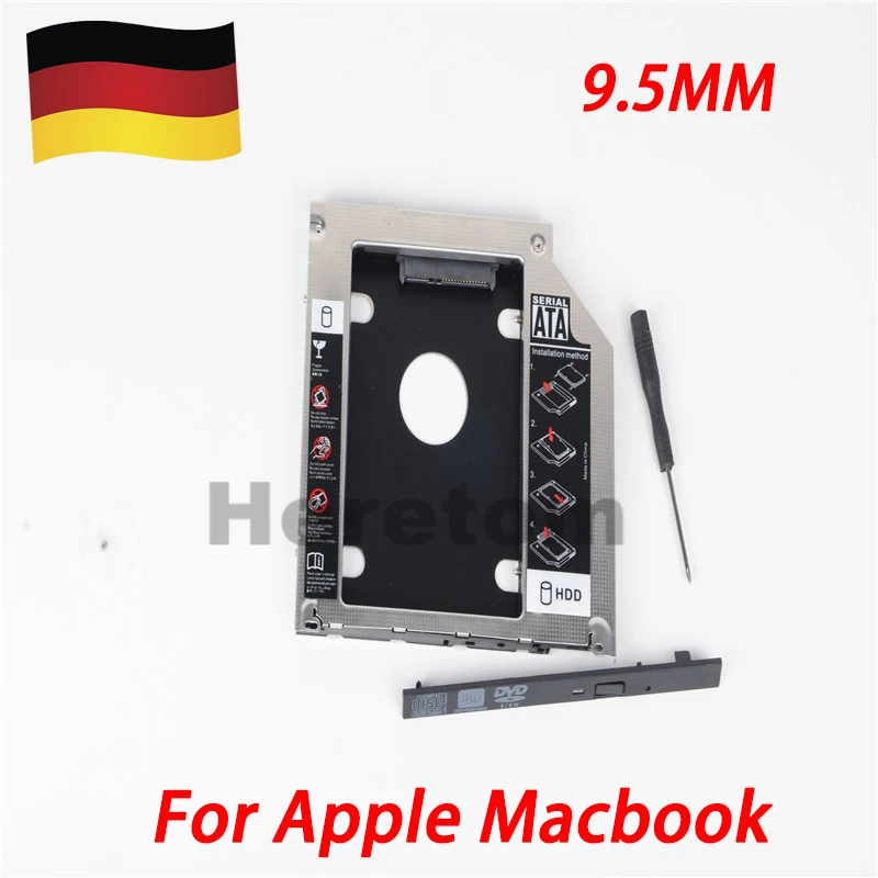 DE Shipping Aluminum Hard Drive Caddy Tray 2 5 9 5mm 2nd SATA HDD SSD Kit
