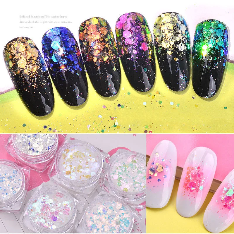 

1 Box Nail Glitter Powder 2g Super Flash Ultra-thin Sequins 3d Nail Art Decorations Mixed DIY Phototherapy Nails Accessoires
