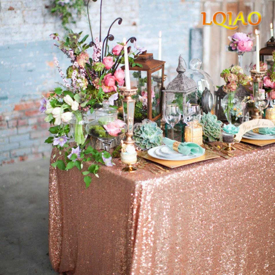 

120x200cm/120x400cm Glitter Sequin RECTANGULAR Tablecloth - Rose Gold Sequin Table Cloth for Wedding Party Christmas Decoration