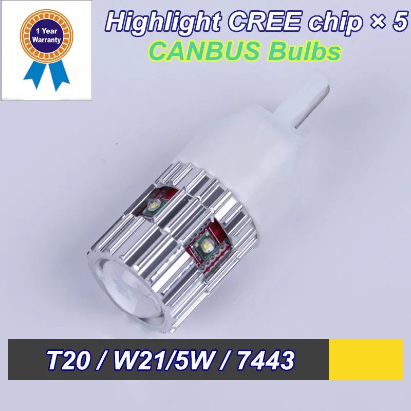 

2014 New Products 2 PCS W21/5W T20 7443 CANBUS CREE LED Chipsx 5 25W  DC 12 LED Brake lights  Wedge Bulb Lamp