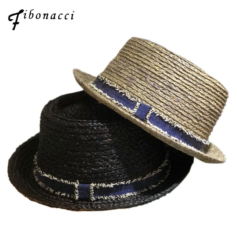 

Fibonacci 2018 New Spring Summer Raffia Straw Fedoras Fashion Bowler Felt pork Pie Hat for Men Women Fedora Hat