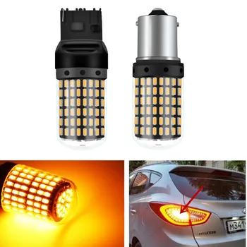 

2PC Car 7440 LED No Hyper Flash Amber Yellow 144-SMD 4014 LED T20 W21W 1156 7507 BAU15S LED Bulbs For Turn Signal Lights,Canbus