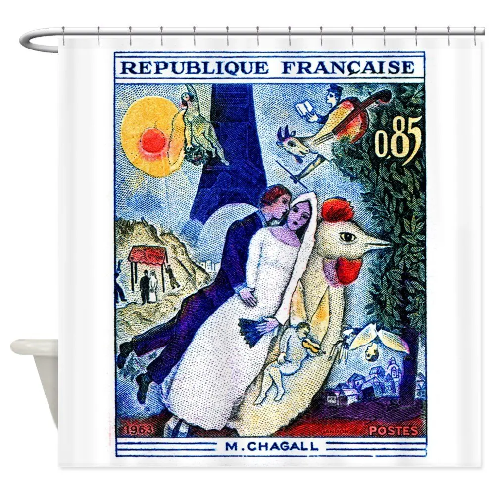 1963 Франция Les Fiancees Chagall штамп для росписи Sh-декоративная ткань занавеска душа (69
