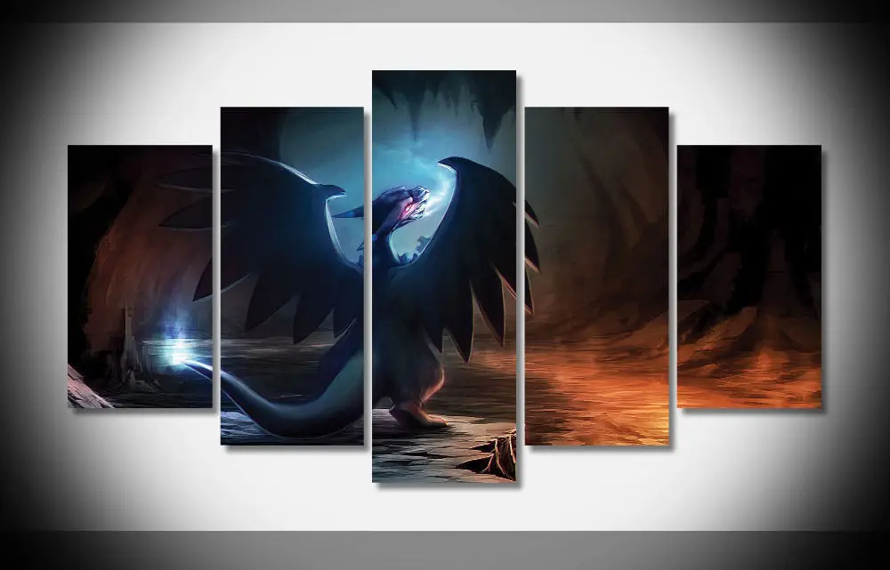 

Artistic originality Pokemon Charizard print poster canvas in 5 pieces with Framed