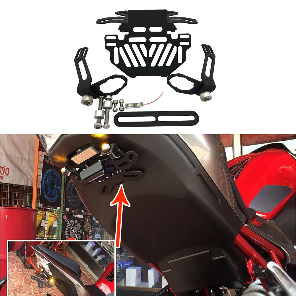 

For YAMAHA MT07 Fender License Plate Holder Bracket LED Light FZ 07 09 MT 07 09 2014-2017 2018 2019 Motorcycle Screen Protector