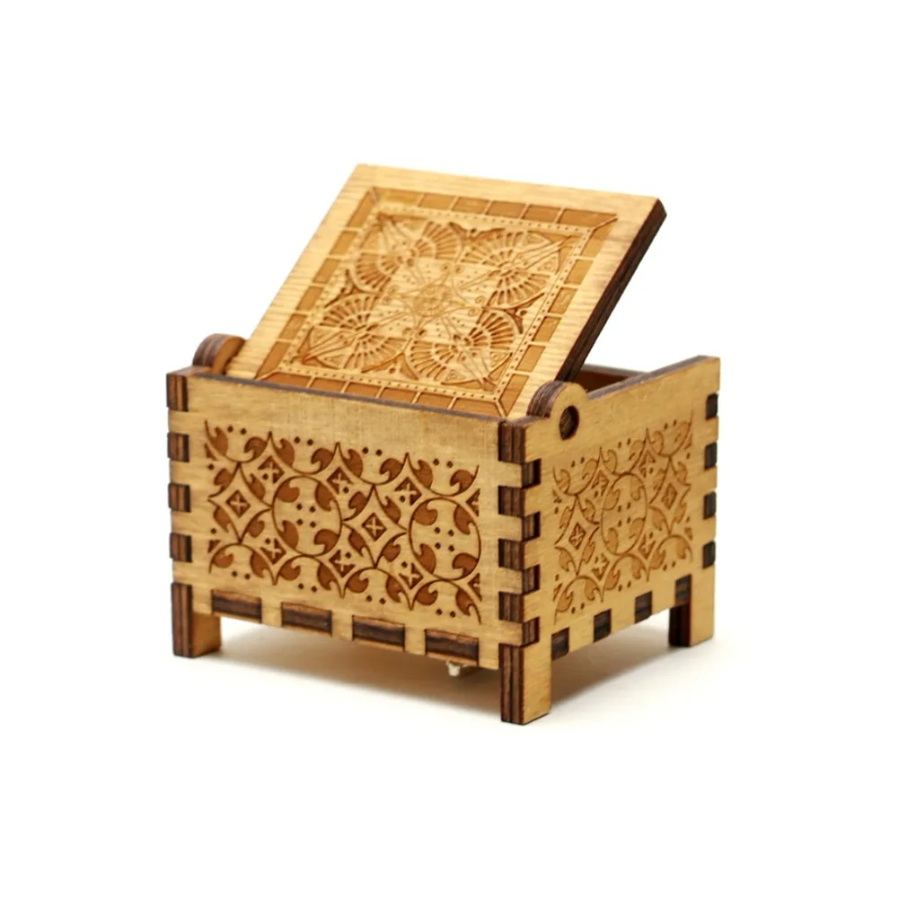 Winnie Music Box 18 Note Windup Clockwork Mechanism Engraved Wood Music Box for Kids,Play Winnie The Pooh Theme
