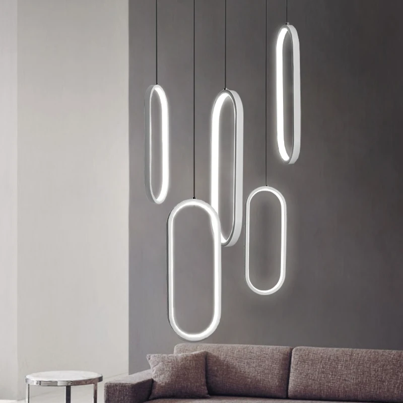 Negro/blanco Color moderno led colgante luces para sala comedor acrílico cuerpo de aluminio colgante LED lámpara envío gratis - 2