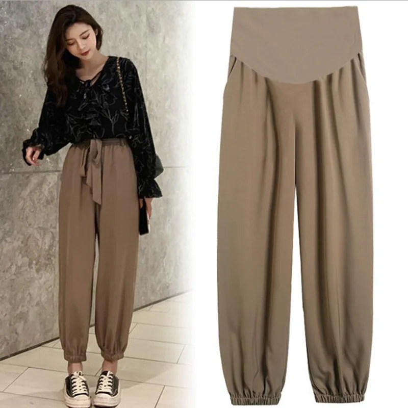 

Maternity pants 2019 Hot Sale fashion maternity summer trousers loose thin pantalones elasticos mujer chiffon pregnant trousers