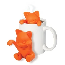 500 шт./лот модный домашний милый силиконовый ситечко для заварки чая с изображением кота, травяной фильтр, новые подарки