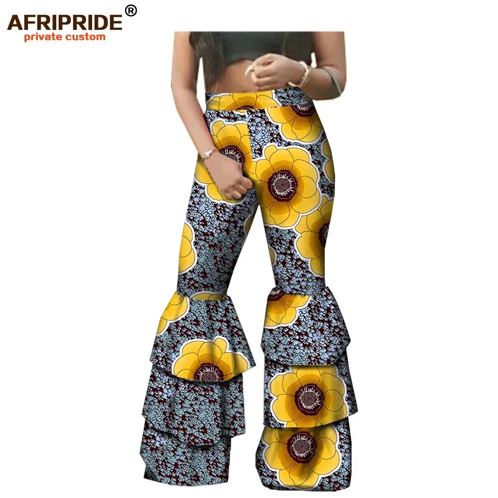 

2018 spring&autumn high street style women pants AFRIPRIDE mid waist full length theree layers flare pants for women A1821001