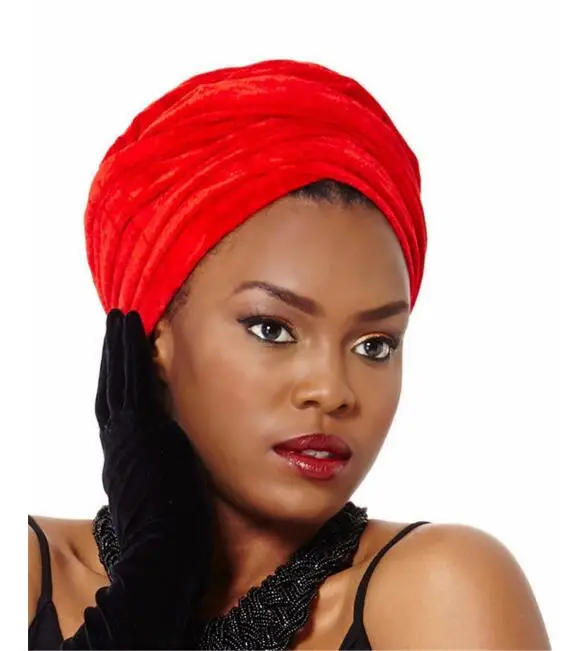 Colori della caramella copricapo da donna copricapo in velluto testa africana avvolgere cravatta sciarpa Twist fascia per capelli turbante Bandana fasciatura cappelli Hijab
