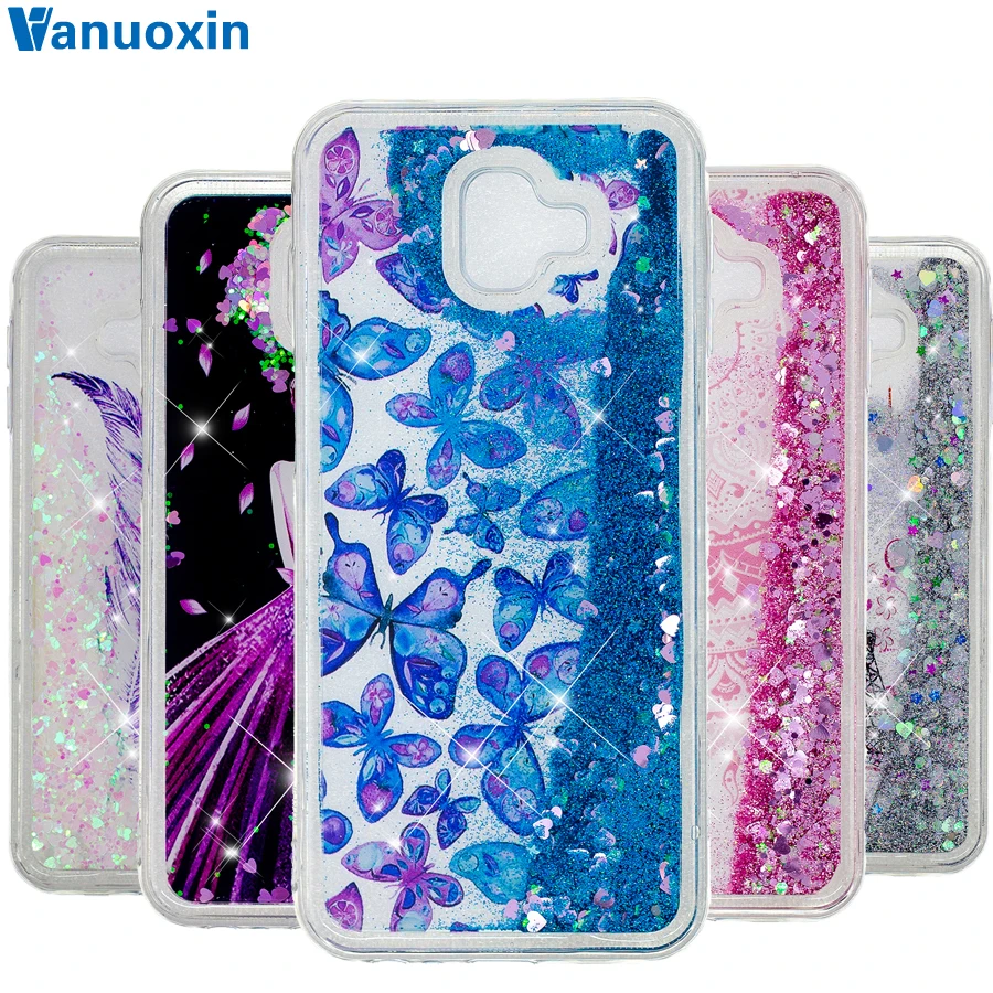 

Silicone case on for Samsung Galaxy J6 2018 case for Coque Samsung J6 Plus J610F SM-J610F J610 Glitter Liquid TPU Soft Phone Bag