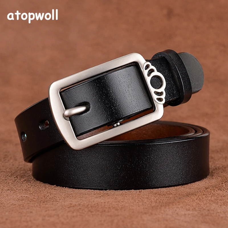 

New 2019 Genuine Leather Women Belt Second cowskin lady waistband Pin Buckle Fashion Leather Strap Belt Width 2.8 cm