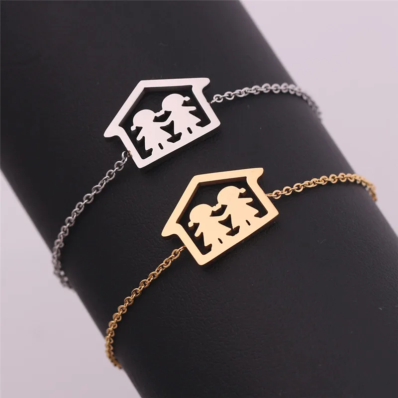 Модный домашний браслет из нержавеющей стали для мамы и дочки, регулируемый по длине, очаровательный браслет для лучшего друга, семейный подарок, Bijioux Femme